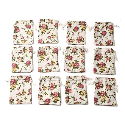 12Pcs 12 Styles Valentine's Day Printed Rectangle Burlap Cloth Packing Pouches ABAG-U006-02B-1