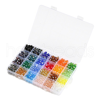 1080Pcs 24 Color Transparent Glass Bead GLAA-H026-01-1