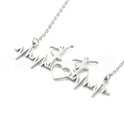 304 Stainless Steel Pendant Necklaces for Women NJEW-C020-01P-1