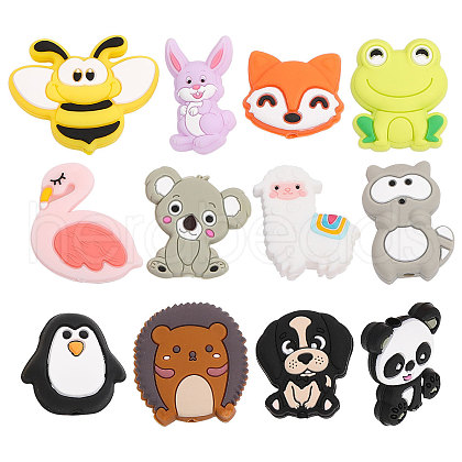 CHGCRAFT 12Pcs 12 Style Silicone Focal Beads SIL-CA0002-09-1