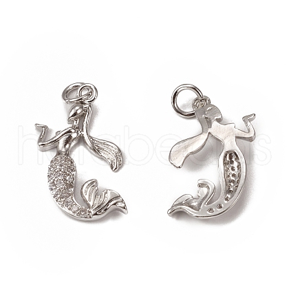 Brass Micro Pave Cubic Zirconia Pendants KK-E068-VB299-1