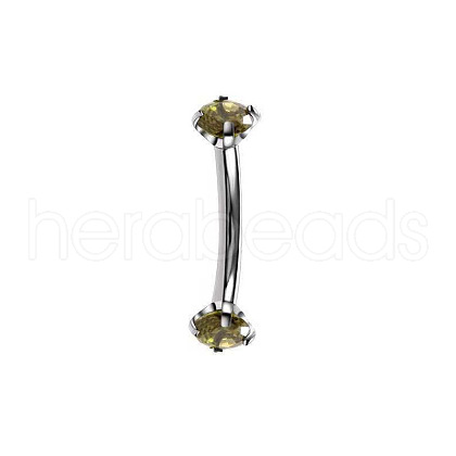 304 Stainless Steel Flat Round Cubic Zirconia Eyebrow Curved Barbell Rings WG8201B-06-1
