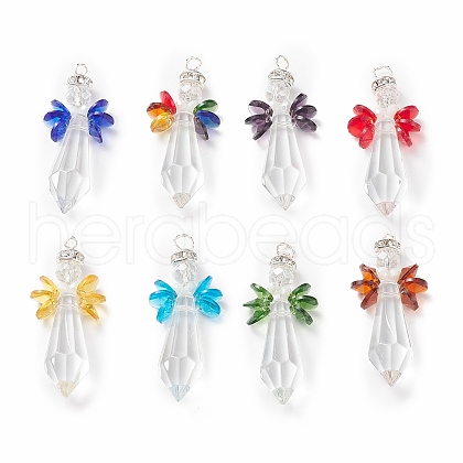 8Pcs Glass Pendants PALLOY-JF01921-1