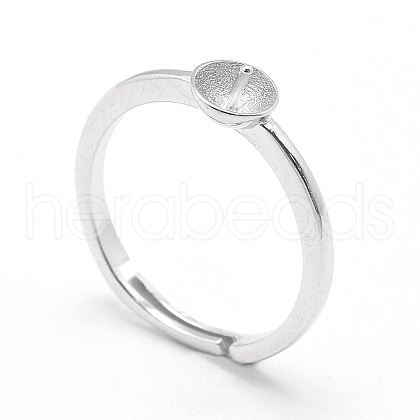 Anti-Tarnish Rhodium Plated 925 Sterling Silver Finger Ring Components STER-E060-15P-1