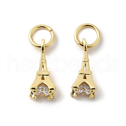 Brass Micro Pave Cubic Zirconia Charms ZIRC-G133-04G-1-1