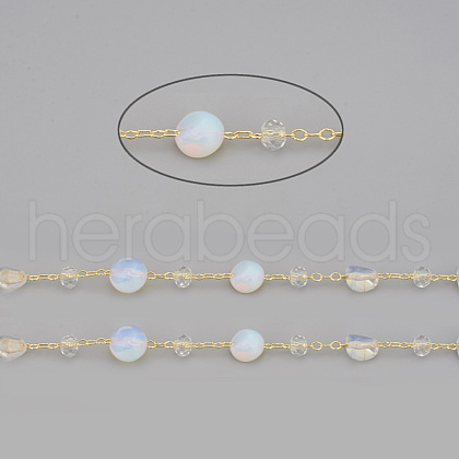 3.28 Feet Handmade Opalite Beaded Chains X-CHC-I031-11C-1