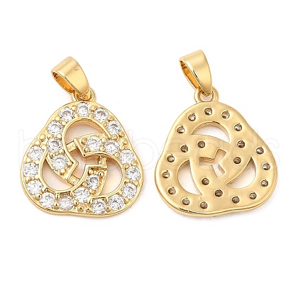Brass Micro Pave Cubic Zirconia Pendants KK-P236-11G-1