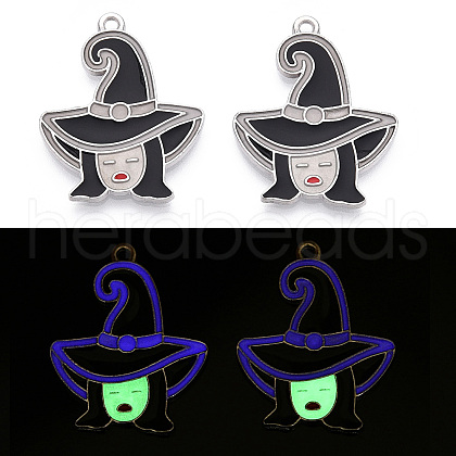 Halloween Theme Rack Plating Luminous Alloy Enamel Pendants ENAM-N056-235P-1-1