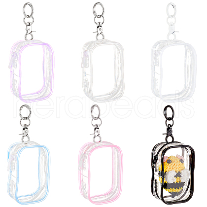   6Pcs 6 Colors Portable Travel Transparent Plastic Zipper Bags with Alloy Clasps ABAG-GA0001-29A-1