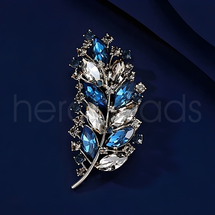 Feather Alloy Rhinestone Brooches for Backpack Clothes PW-WG225E4-01-1