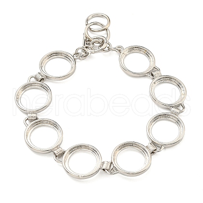 Rack Plating Brass Flat Round Link Bracelet Making with Tray BJEW-A010-03A-P-1
