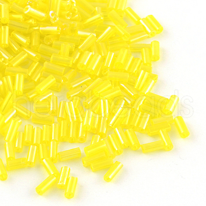 AB Color Plated Glass Bugle Beads SEED-R011-170-1