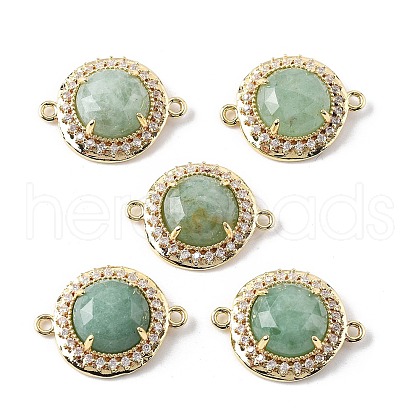 Natural Green Aventurine Faceted Connector Charms G-H323-03G-10-1
