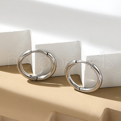 Tarnish Resistant 202 Stainless Steel Huggie Hoop Earrings EJEW-F111A-17mm-P-1