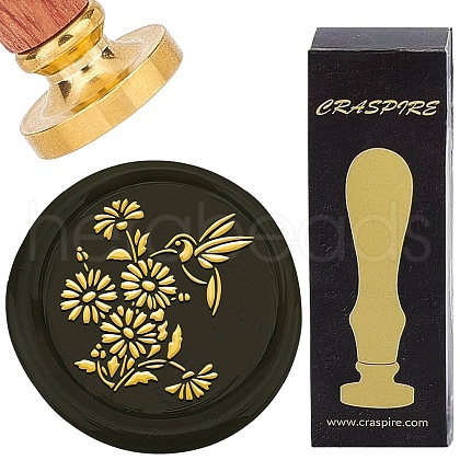 Brass Wax Seal Stamp with Wood Handle AJEW-WH0412-0285-1