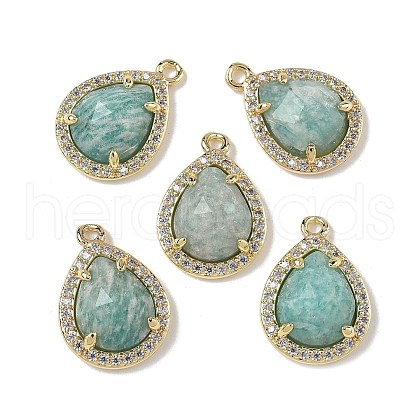 Natural Amazonite Faceted Teardrop Pendants G-U028-02G-04-1
