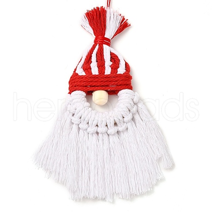 Christmas Handmade Woven Macrame Cotton Thread Santa Claus Pendant Decorations HJEW-JM02455-02-1