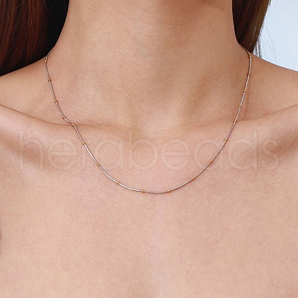 304 Stainless Steel Round Ball Snake Chain Necklaces for Women NJEW-K288-01GP-1