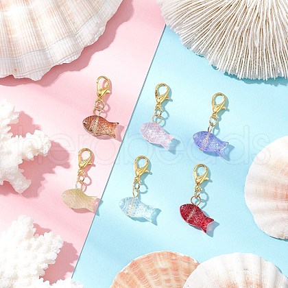 Transparent Spray Painted Glass Pendant Decorations HJEW-JM03293-02-1