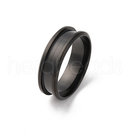 201 Stainless Steel Grooved Finger Ring Settings STAS-TAC0001-10F-B-1