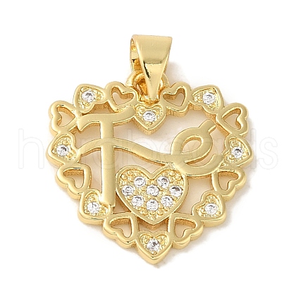 Rack Plating Brass Micro Pave Clear Cubic Zirconia Pendants KK-P267-11B-G-1