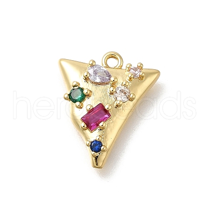 Brass Micro Pave Cubic Zirconia Pendants KK-U061-05G-01-1