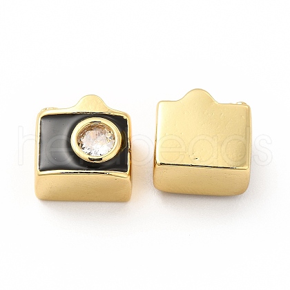 Brass Micro Pave Cubic Zirconia Beads KK-I699-02G-B-1