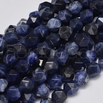 Faceted Natural Sodalite Beads Strands G-K066-02-8mm-1