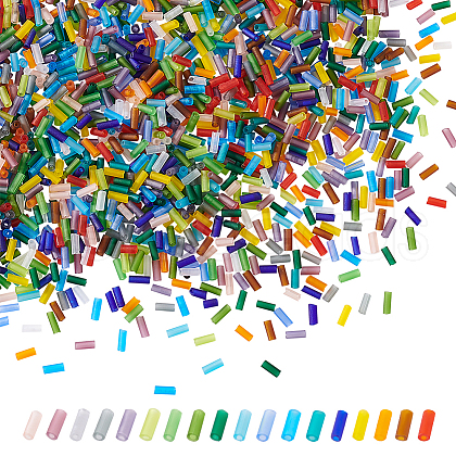   1800Pcs 18 Colors Frosted Glass Tube Beads FGLA-PH0001-09-1