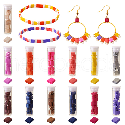  260Pcs 13 Colors 2-Hole Baking Paint Glass Seed Beads SEED-TA0001-09-1
