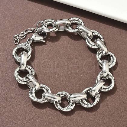 304 Stainless Steel Rolo Chain Bracelets for Women BJEW-S176-01P-C-1
