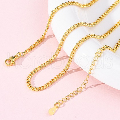 Brass Cuban Link Chain Necklaces for Women NJEW-D302-57G-1