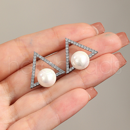 Elegant Triangle Brass Stud Earrings YL4507-2-1