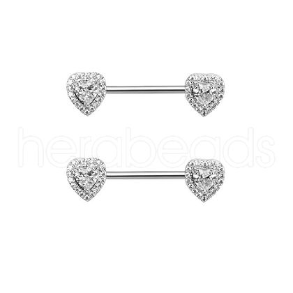 Brass Clear Cubic Zirconia Nipple Rings WG88A97-14-1