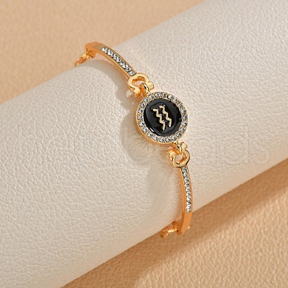 12 Constellations Golden Alloy Rhinestone Bangles for Women WG283F1-01-1