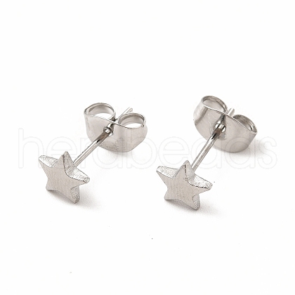 304 Stainless Steel Star Stud Earrings for Women EJEW-C004-02P-1