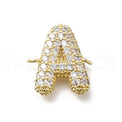 Brass Micro Pave Cubic Zirconia Letter Links KK-I717-04A-1