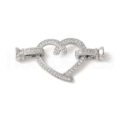 Brass Micro Pave Clear Cubic Zirconia Fold Over Clasps KK-M320-12P-1