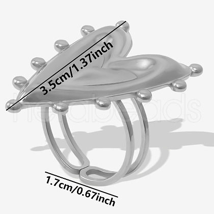 304 Stainless Steel Heart Cuff Ring DX8614-1-1