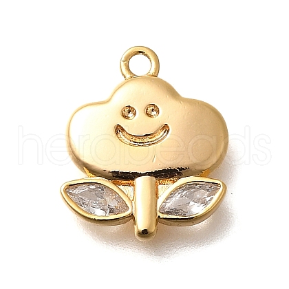 Brass Micro Pave Cubic Zirconia Pendants KK-K294-07G-1