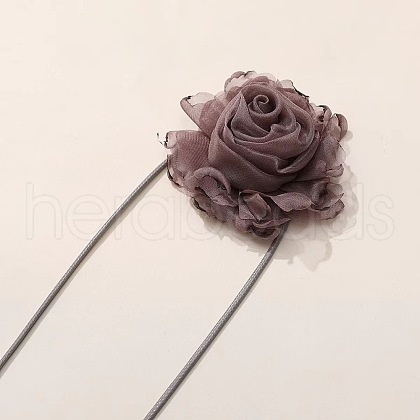3D Flower Polyester Wrap Choker Necklaces for Women FS-WG577A7-04-1