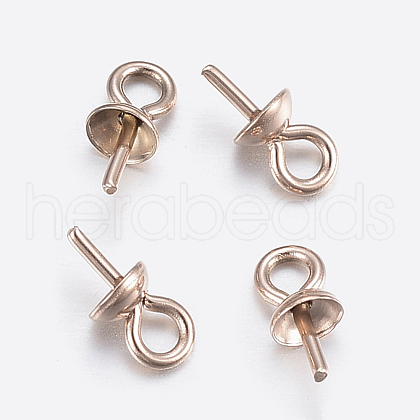 Ion Plating(IP) 304 Stainless Steel Cup Pearl Peg Bails Pin Pendants STAS-H452-01RG-1