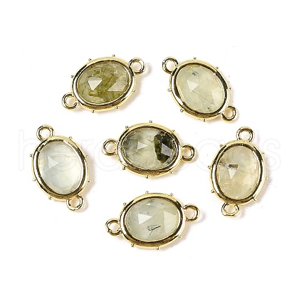 Natural Prehnite Faceted Oval Connector Charms G-I382-04G-01-1