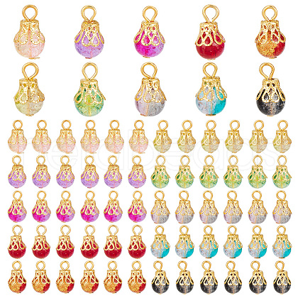 100Pcs 10 Color Crackle Glass Charms PALLOY-AB00223-1