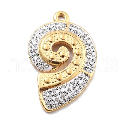 304 Stainless Steel Polymer Clay Rhinestone Pendants RESI-R155-012G-06-1
