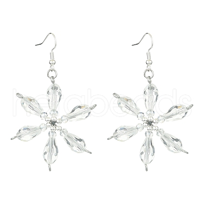 Christmas Snowflake Glass Dangle Earrings EJEW-TA00507-1