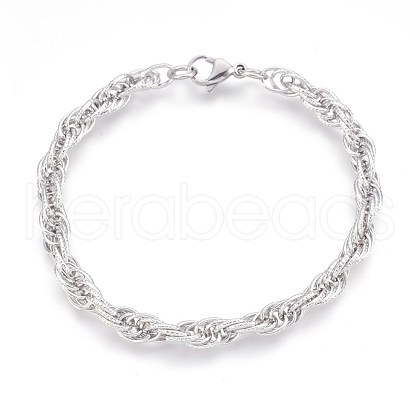 304 Stainless Steel Rope Chain Bracelets BJEW-P235-18P-1