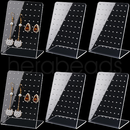 CRASPIRE 6Pcs Organic Glass Slant Back Jewelry Display Stands ODIS-CP0001-05-1