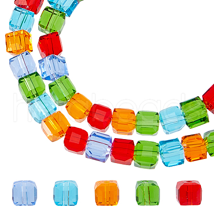 SUPERFINDINGS 150Pcs 5 Colors Transparent Glass Beads GLAA-FH0001-80-1