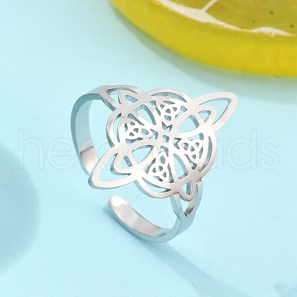 Non-Tarnish 304 Stainless Steel Witch Knot Open Cuff Rings for Women AJEW-U005-01P-1